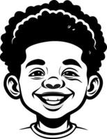 Cheerful Young Boy with Curly Hair Smiling Expression Illustration for Design Projects vector