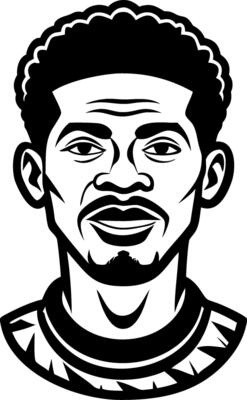Stylized African Man Portrait Art for Tattoo Design and Coloring Books