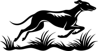 Dynamic Greyhound Running in Grass Silhouette for Pet Lovers and Creative Projects vector