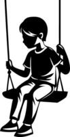 Silhouette of a Boy Sitting on a Swing Ideal for Childrens Designs and Illustrations vector