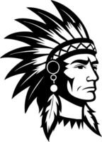 Native American Chief Profile with Feathered Warbonnet Design for Tattoo or Graphic Art Use vector