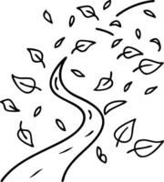 Winding Path With Dancing Leaves Ideal for Nature-Themed Designs and Illustrations vector