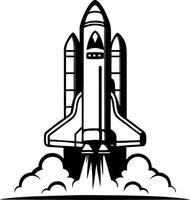 Rocket Launch Illustration with Detailed Features Suitable for Tattoo Design and Coloring Books vector