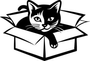 Charming Cat Peeking from Cardboard Box Ideal for Cute Illustrations and Pet-Themed Designs vector