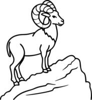 Mountain Goat Standing Proud on Rocky Peak Illustration for Art Projects and Designs vector