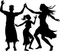 Dynamic Dance Silhouettes of Three Figures Celebrating Movement and Joy vector