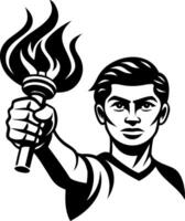 Heroic Figure Holding Torch Symbolizing Hope and Courage for Inspiration and Motivation vector