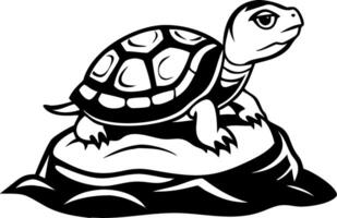 Detailed Illustration of a Turtle Resting on a Rock Perfect for Tattoo Design and Art Projects vector