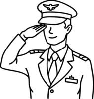 Pilot Saluting in Uniform Illustration for Aviation Themes and Educational Materials vector