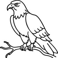 Majestic Eagle Illustration Perched on Branch Ideal for Tattoos and Coloring Books vector