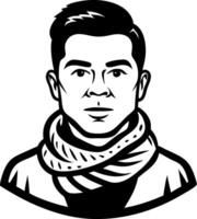 Stylized Male Portrait Wearing Scarf for Modern Design and Creative Projects vector
