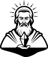 Majestic Bearded Figure Holding Crystal Symbolizing Wisdom and Enlightenment vector