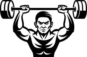 Muscular Man Lifting Barbell Strength Training Graphic for Fitness Motivation and Tattoo Design vector