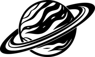 Stylized Illustration of Saturn with Rings Featuring Swirling Patterns for Tattoo Design vector