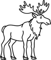 Majestic Moose Outline Design for Tattoo Coloring Book Nature Theme vector