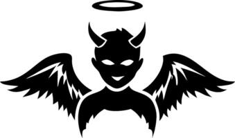 Devil Angel Hybrid with Wings and Halo Design for Tattoos and Apparel vector