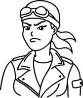 Strong Female Pilot Character in Leather Jacket with Goggles and Confident Expression vector