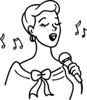 Elegant Singer with Microphone and Musical Notes Illustration for Creative Projects vector