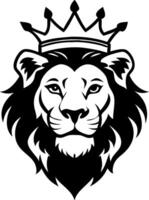 Majestic Lion Head with Crown Detailed Design for Tattoo and Coloring Book Applications vector
