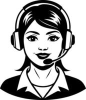 Professional Female Call Center Operator with Headset and Friendly Smile Illustration vector