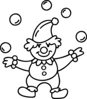 Playful Clown Juggling Bubbles Ideal for Coloring Books and Fun Party Decorations vector