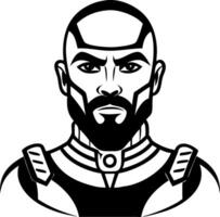 Bold Heroic Male Character Portrait Ideal for Tattoos and Graphic Design Projects vector
