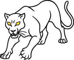 Aggressive Panther Illustration with Bright Yellow Eyes Ideal for Tattoo Design and Coloring vector