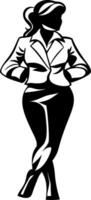 Confident Businesswoman Silhouette in Stylish Attire Ideal for Branding and Design Applications vector
