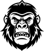 Angry Gorilla Head Monochromatic Illustration for Tattoo Design and Branding vector