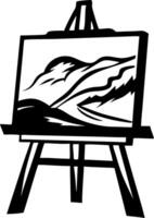 Artistic Easel with Scenic Landscape Painting Design for Creative Projects and Crafts vector