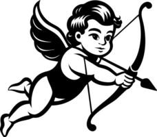 Playful Cherub with Bow and Arrow Ideal for Tattoo Design and Childrens Illustrations vector