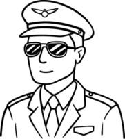 Stylized Male Pilot Character Illustration for Coloring Books Tattoos and Graphic Design vector