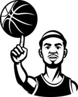 Dynamic Basketball Player Spinning Ball on Finger Illustration for Sports Branding and Merchandise vector