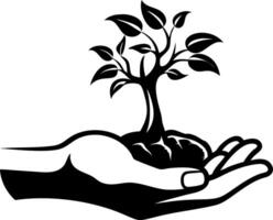 Hand Holding Tree Symbolizing Nature Conservation and Growth Ideal for Eco-Friendly Designs vector