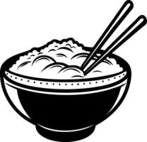 Bowl of Steaming Rice with Chopsticks Perfect for Culinary Designs and Food Illustrations vector