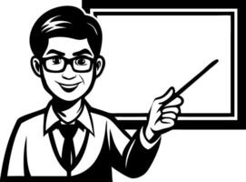 Engaging Teacher with Pointer and Blackboard Design for Educational Materials and Presentations vector