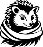 Cute Hedgedog Illustration with Scarf for Childrens Art Prints and Fun Tattoo Designs vector