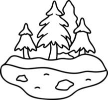 Whimsical Forest Scene with Pine Trees and Pond Ideal for Coloring Books and Illustrations vector