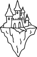 Enchanted Floating Castle on a Mountain Peak Illustration for Fantasy Art and Coloring Pages vector