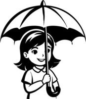 Cheerful Girl Holding Umbrella Illustration for Kids Designs and Projects vector