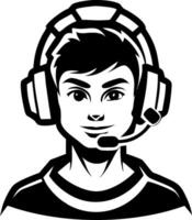 Gaming Boy Character with Headset Cool Gamer Avatar Design for Merchandise and Graphics vector
