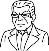 Angry Businessman Character Outline for Tattoo Design and Coloring Book Pages vector
