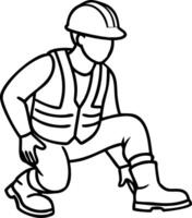 Construction Worker Kneeling Illustration for Safety Awareness Campaigns and Tutorials vector