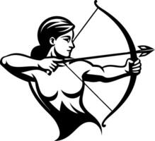 Dynamic Archer Illustration of a Strong Woman Drawing a Bow with Precision vector