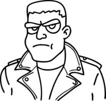 Stylized Angry Man in Leather Jacket Illustration for Creative Projects and Tattoos vector