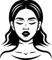 Serene Woman Portrait with Closed Eyes for Mindfulness and Meditation Design vector