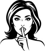 Elegant Woman with Shushing Gesture Illustration for Modern Design Projects vector