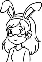 Cute Girl with Bunny Ears Cartoon Character Design for Coloring Book and Crafts vector