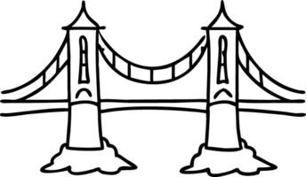 Hand Drawn Cartoon Style Bridge Illustration for Creative Projects and Coloring Books vector