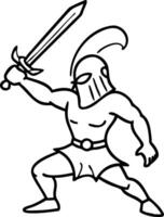 Brave Warrior Gladiator Silhouette with Sword Ideal for Tattoo Design and Coloring Book vector
